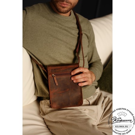 Мужская кожаная сумка "Робин" (тёмно-коричневый крейзи)